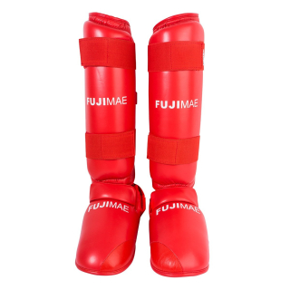Chrániče holeně a nártu FUJIMAE Advantage Karate WKF - ČERVENÉ